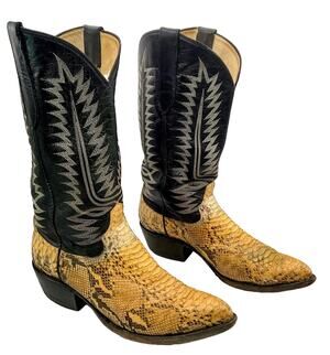 VTG Cowtown J808 Python Cowboy Boots Mens 10D Exotic Snakeskin Leather Point Toe